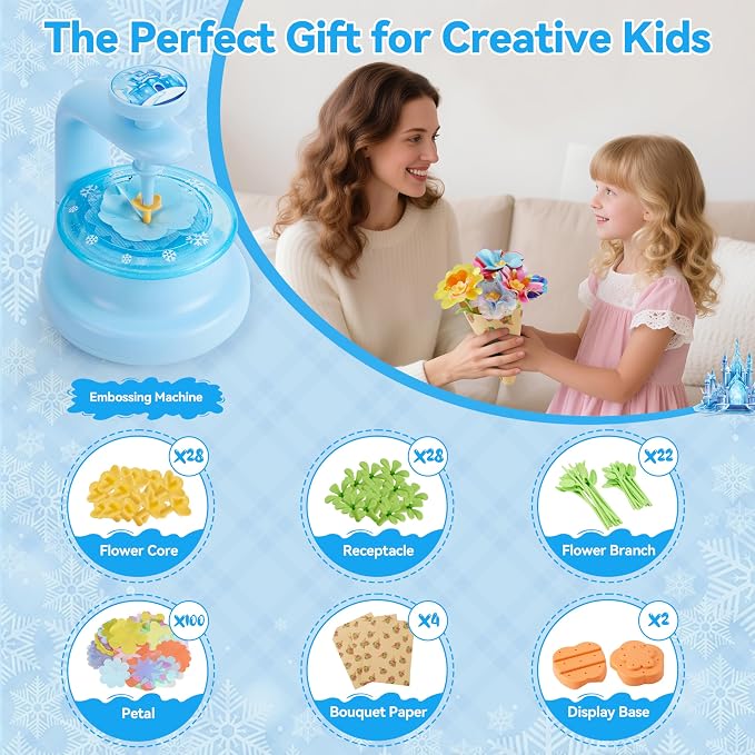 Hamdol DIY Flower Bouquet Kit for Boys and Girls Ages 4-8, Fabric Arts & Crafts Toy for Kids 5 6 7 8, Educational STEM Activity Set, Creative Gift Idea for Birthday, Valentine, Easter or Holiday