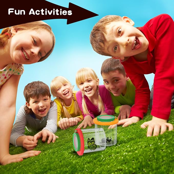 Coopay 16 Pieces Magnifying Insect Box - Bug Viewer, Critter Insect Cage, Container, Bug Catcher Cage, Jar Collecting Kit for Children, Kids Science Nature Exploration Tools
