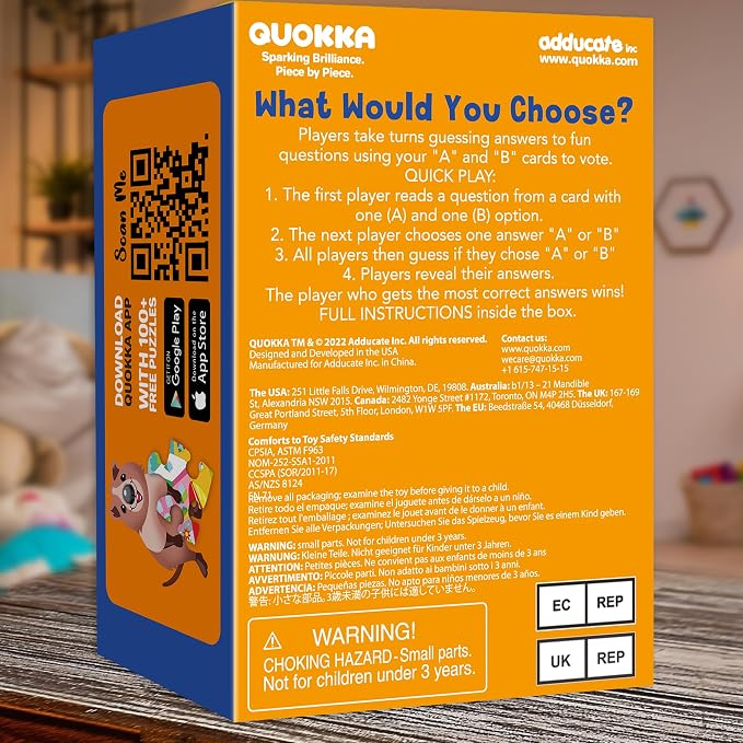 QUOKKA Board Games for Kids 8-12 – 4 Set Family Games for Kids and Adults – What Would You Choose – History, Geography, Kid, Family – Do We Rather – Fun Card Game for Families and Teens