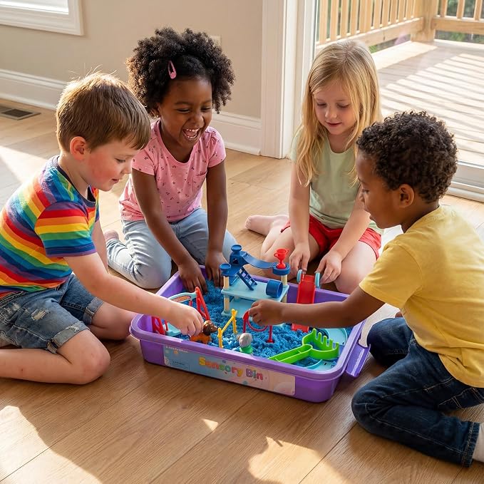 Pet Track Set, Pet Sensory Bin for Kids, Animal Sensory Sand Kit | 2.2 lb Sensory Sand, 10 Pet Toys & 2 Tools, Fine Motor Skill & Storytelling, Calm Play, Reusable