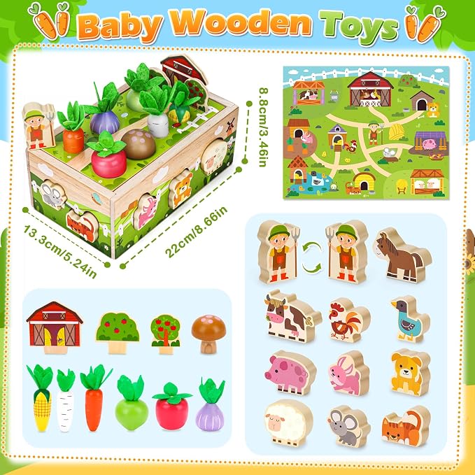 1 Year Old Girl Gifts, Montessori Wooden Toy for Toddlers 1-3, Baby Toys | 1st First Birthday Gifts, Educational Learning Toy for One Year Old Fine Motor Skills, Shape Sorting Sensory Toy for 12-18 M