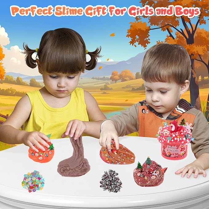LAWOHO 6-Pack Forest Animal Slime Kit for Kids, Clear Butter Cloud Gift Set | Animal add-ins, 360ml total, party favors, goodie bag stuffers, Easter basket fillers and sensory toys for kids ages 4-10