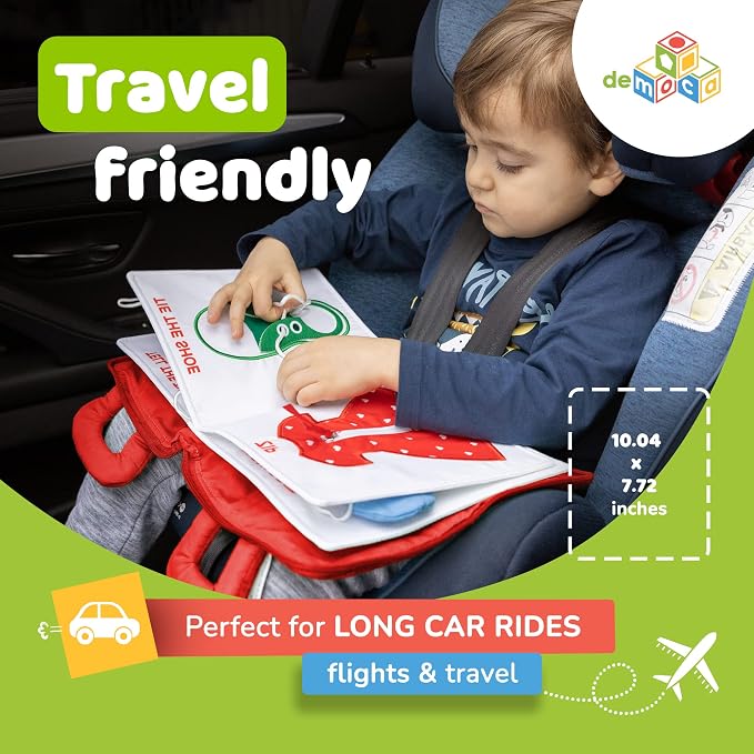 Toddler Travel Toys, Quiet Book for Toddlers 1-3, Plane and Car Toy | Baby Airplane Toys for Travel, Montessori Busy Book 1-3 Year Old with All Parts Attached, No Noise Gift