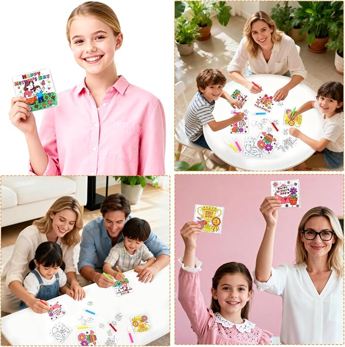 24 Set Mothers Day Crafts for Kids Classroom Bulk, Mother's Day Arts and Crafts DIY Paper Jigsaw Puzzle with Flower Bear Heart, Spring Activities Painting Kits for School Gifts Party Favors & Goodies
