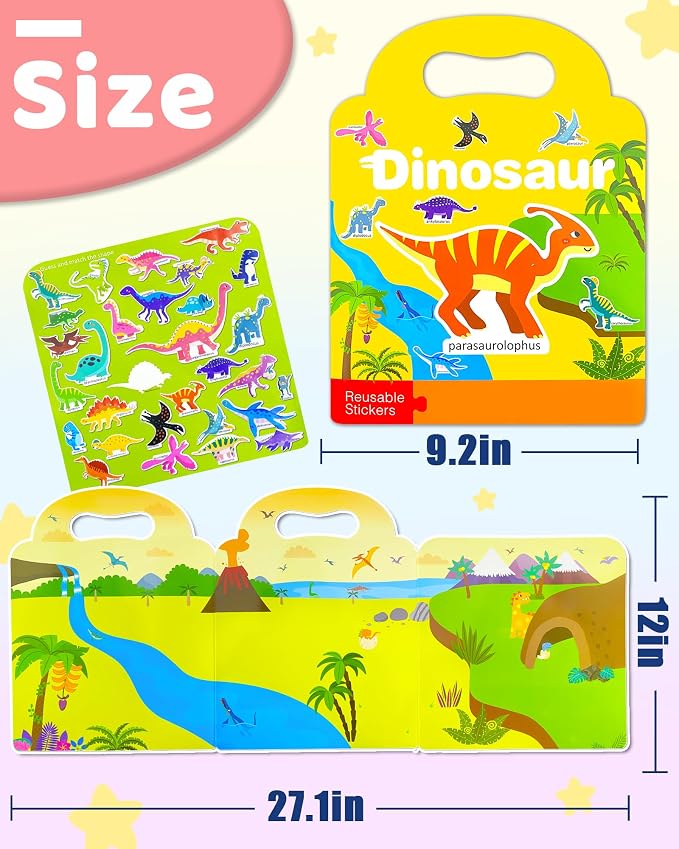 Benresive Reusable Sticker Book for Toddlers, Stickers for Kids, Travel Toy | Toddler Toys, Boys Girls Birthday Gifts, Airplane & Road Trip Essentials Kids, No Mess Waterproof Toddler Crafts Activities
