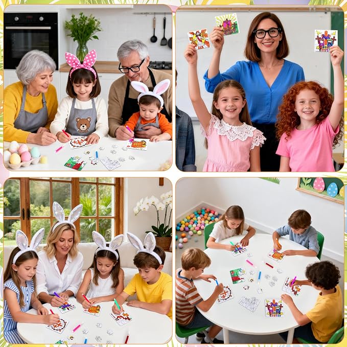24Pcs Christian Easter Crafts for Kids bulk, Religious Easter Puzzle Activities for Basket Stuffers, Bible Jesus He Lives DIY Arts Jigsaw Kits for Classroom gifts, Spring Party Favors, Coloring Games
