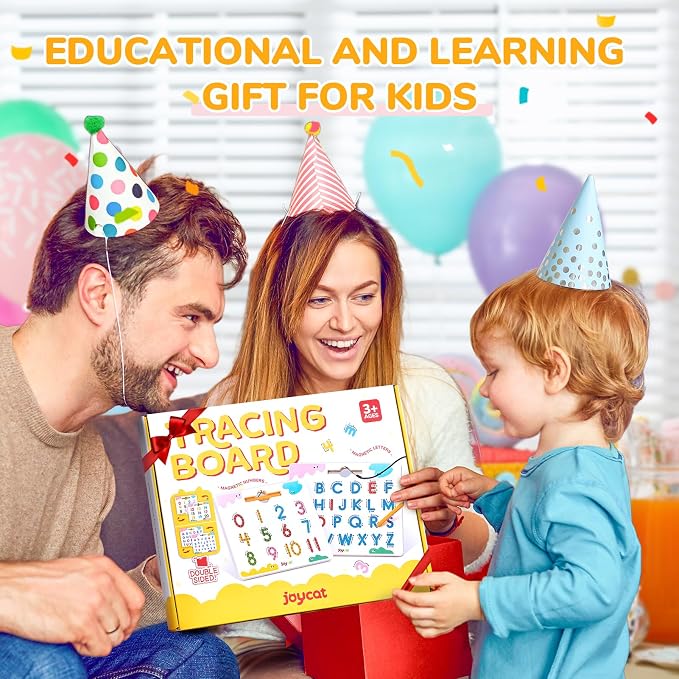 JoyCat Magnetic Letter and Number Tracing Board Set, ABC and Numbers 1-20 | Double-sided boards help toddlers practice uppercase/lowercase ABCs, numbers and math; preschool educational gift for kids.