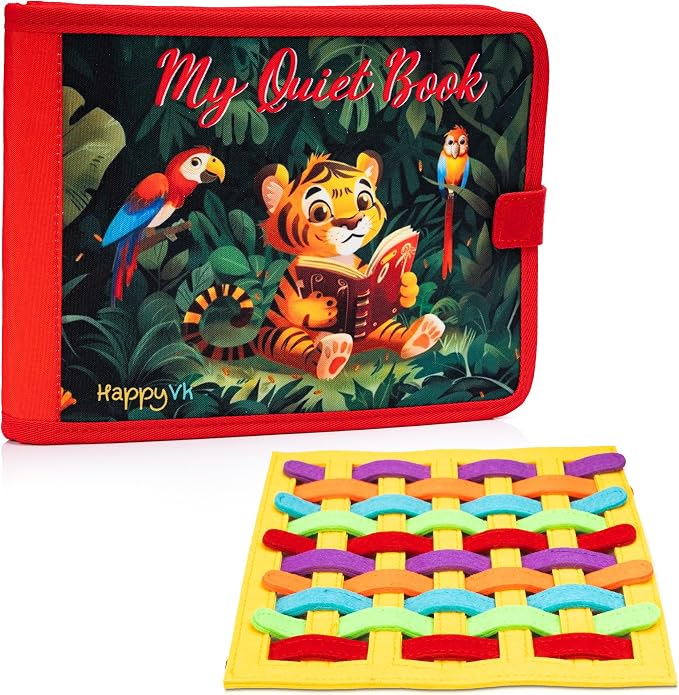 HappyVk - My Quiet Book - Montessori Travel Toys - Busy Book for Toddlers | Hands-On Learning Fun Montessori Busy Book, Toddler Learning Toys with Soft Felt Pages, Travel-Friendly & Quiet Time.