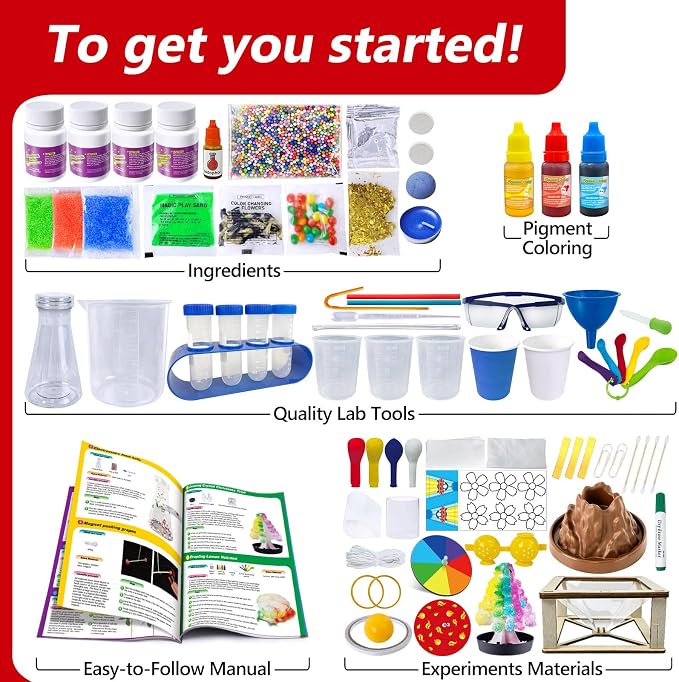 UNGLINGA 272 Experiments Science Kit for Kids, Chemistry Set | S.T.E.M Toys Boys Girls Birthday Gifts, Volcano, Crystal, Magic, Physics Lab Educational Learning Project
