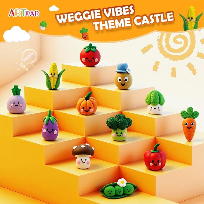 ARTPAR Air Dry Clay Kit for Kids - 12 Vegetable Modeling Magic Clay Set | Soft & Non-Sticky with Tools & Tutorials, DIY Classroom Art Activities,School Crafts & Party Favors Birthday Festive Gifts