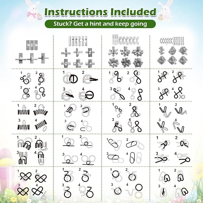 24 Pack Brain Teaser Puzzle Educational Toys for Kids & Adults | Metal & Wooden Puzzles with Balance Challenges, IQ Logic Games and Mind Teaser Toys for Teens Boys Girls