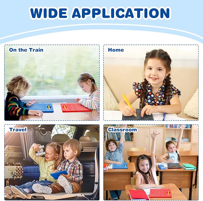 Yexiya 3 Pcs Magnetic Drawing Board for Kids, Toddler Travel Drawing Kit Magnet Sketch Thread Board with Stylus Pen and Beads Toy for Child Quiet Time Activities (7 x 8.5 Inches,Multicolor)