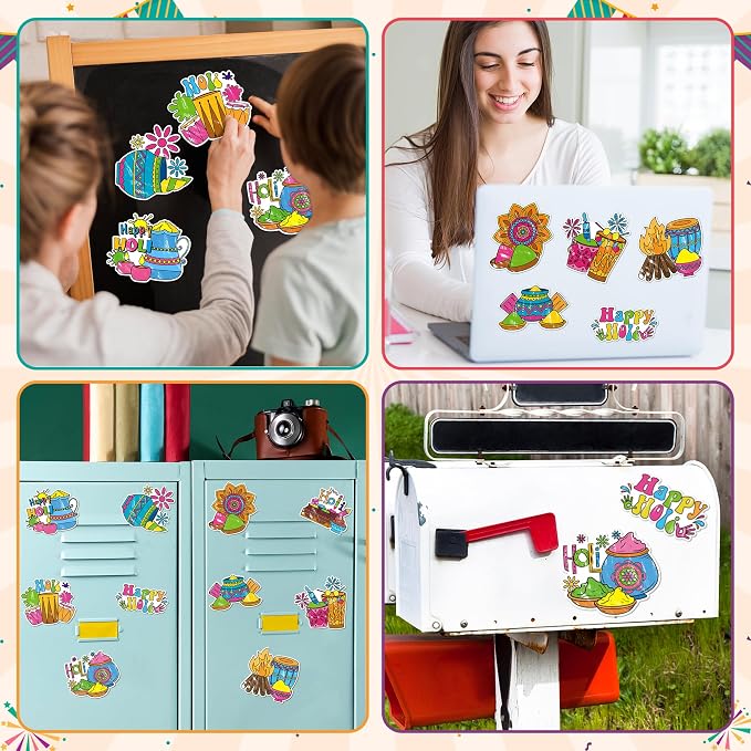 X1zuue Holi Coloring Craft Kit - 30Pcs Happy Holi Color Your Own Magnets for Kids Blank DIY Coloring Fridge Magnets for Indian Festival Holiday Party Decorations School Classroom Activities Supplies