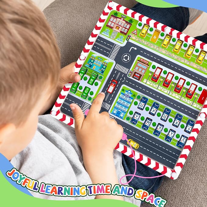wakeInsa 2 in 1 Magnetic Color and Number Maze,Montessori Toy for 3-6 Years Old,Wooden Magnet Balls Puzzles,Toddler Busy Board Game,Preschool Learning Activities,Christmas & Birthday Gift for Kids
