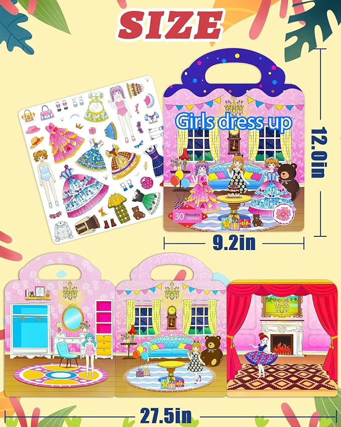 Benresive Reusable Sticker Book for Toddlers, Travel Stickers for Kids | Toddler Travel Activities Toys, Birthday Gifts for Boys & Girls, Airplane Travel & Road Trip Essentials Kids