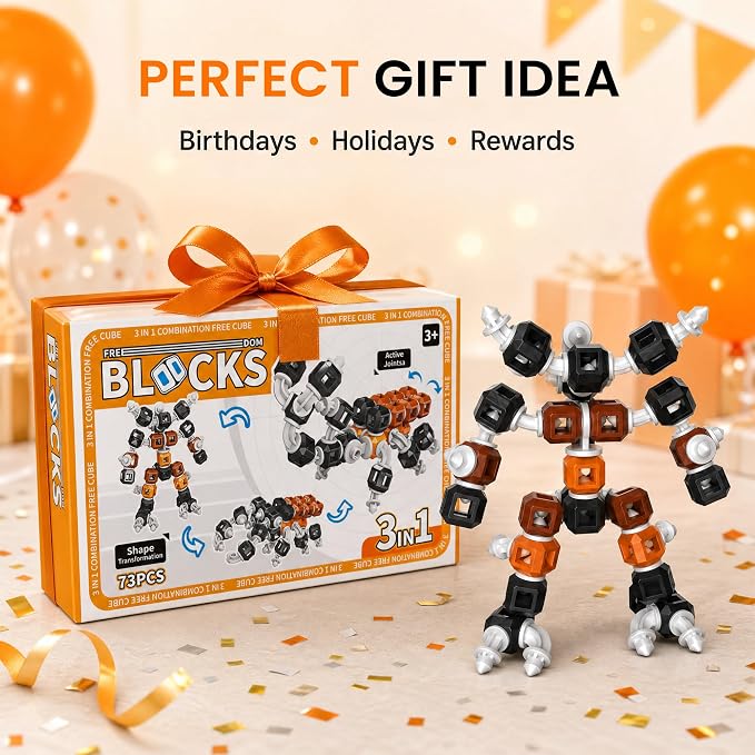Creative 3-in-1 Insect Robot STEM Building Toys for Kids Ages 4-8 | 73 Pieces Blocks, Supports Repeated Disassembly & Free Building, Easy to Carry for On-the-Go Play, Gift-Ready Packaging