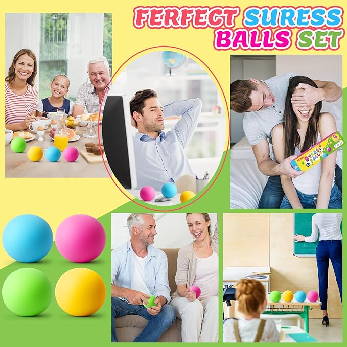Stress Balls 4 Pack for Adults and Kids, Color Changing Squeeze Toys | Sensory Toys for kids with Autism, Squishy Fidget Toys for Stress and Anxiety Relief, Squishies Squeeze Prize for Classroom