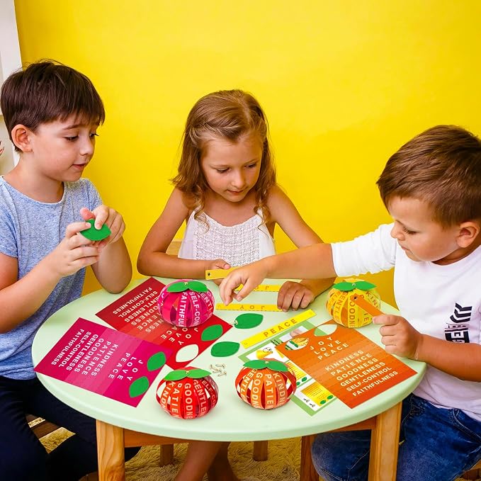 Aginc Berry Bible Fruit Craft Kit - 28 Set DIY Accent Fruitage of the Spirit Fruit Strip Craft Kit for Kids Sunday School Church Activity, DIY Fruits Bible Crafts for Thanksgiving and Fall Project