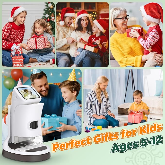 Kids Digital Microscope 1000X 1080P with Screen | Handheld Pocket Microscope for Kids 5-12, Portable Rechargeable STEM Science Kit, Educational Toy Gift for Boys & Girls (2026 New)