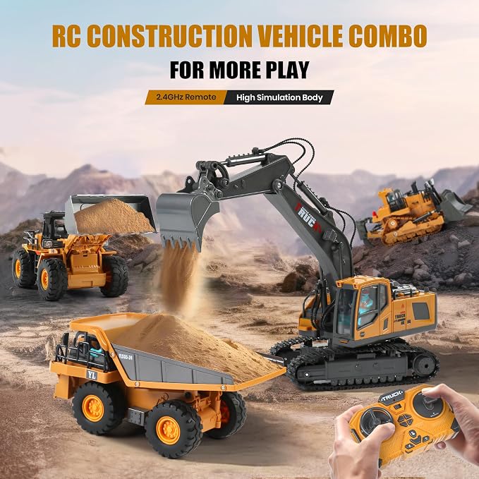 Dwi Dowellin Rc excavators,Remote Control Front Loader,Construction Vehicle for Boys Ages 3-12, Gift for Birthday Christmas