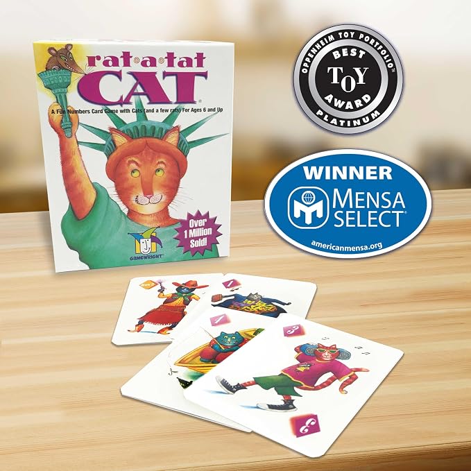 Gamewright Rat‑A‑Tat Cat Card Game – Family Board Games & Kids Games | Memory & Strategy Game for Kids 6+ | Quick Play Card Game for Family Game Night, 2‑6 Players