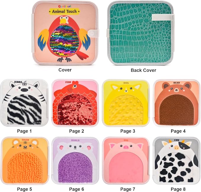 Cute Animal Touch Book Textured Sensory Toys for Autistic Children Disorder Fun Toys Autism Sensory Mats Tiles Products Tactile for Learning, Stimulation & Play