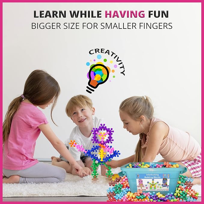 Curious 2 Learn Building Blocks 300ct - STEM Toys for Creativity - 4 Year Old Boy Birthday Gift - Interlocking Discs Set - 5 Year Old Boy Birthday Gift - Educational Toys