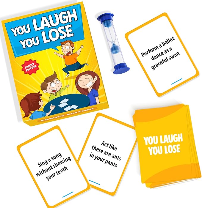 BRAVEBUG You Laugh You Lose Game - Funny Charades Kids Games - Board Games for Kids & Teens - Try Not to Laugh Challenge - Sleepover Party Supplies for Girls, Birthday Game for Family, Kids & Girls