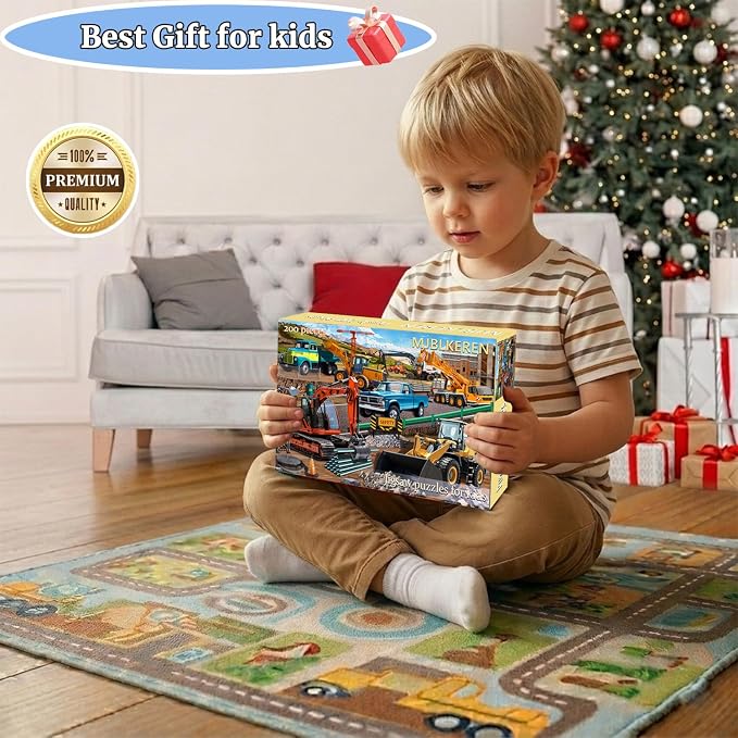 Puzzles for Kids Ages 6-8 8-10 -200 Piece Puzzles Construction Site Puzzle | Fun Bulldozer & Truck Puzzle toy .Puzzles for 6 7 8 9 10 11 12 years old boys and girls.Learning Puzzle Toy