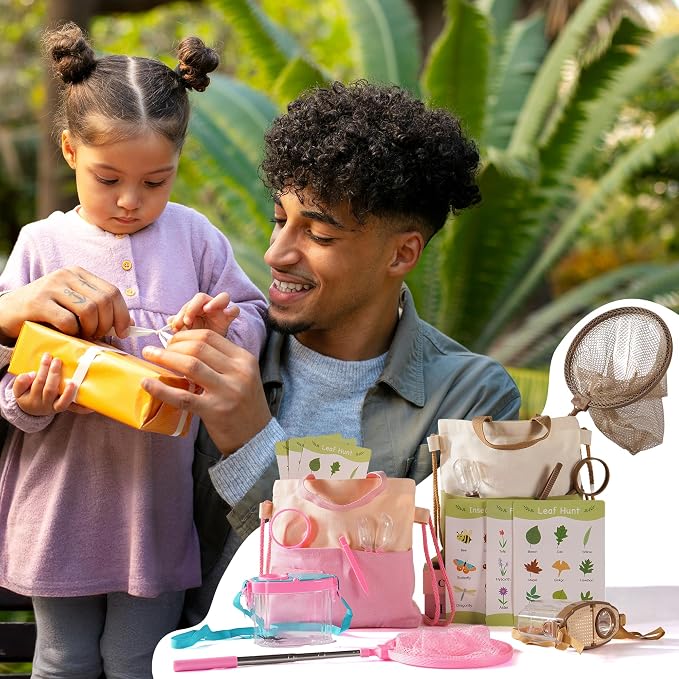 ROBOTIME Twin Color Catcher Kit for Kids: 2-Person Outdoor Explorer Set with Green & Pink Gear | Complete Hunting Kit for Siblings & Friends Ages 3+