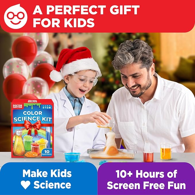 Doctor Jupiter Color Science Experiments Kit for Kids Ages 4+ | Birthday Gift for Boys & Girls Ages 4,5,6,7,8, 10 STEM Experiments, Preschool Learning Toy
