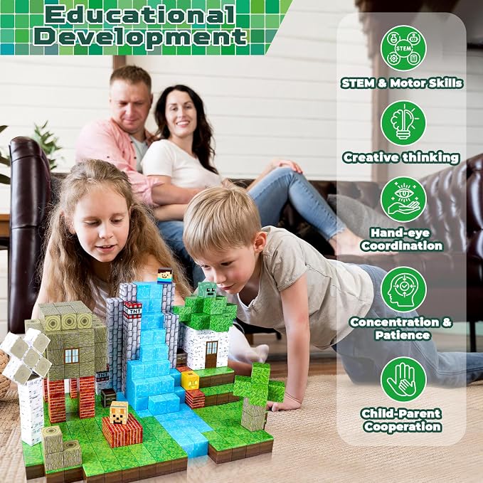 Magnetic Blocks-100PCS Magnetic Building Blocks Magnetic Tiles Stacking, Build Magnet Forest Set, STEM Montessori Sensory Toys for Kids Boys Girls Ages 3 4 5 6 7 8 9 10 Christmas Birthday Gifts