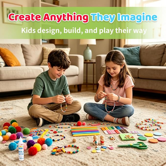 Kid Made Modern Arts and Craft Kit – A DIY 3.8 Pounds of Hobby Craft Supplies & Materials Box for Creative Art Projects for Kids Age 4 5 6 7 8 9 10 11 & 12 Year Old Girls & Boys
