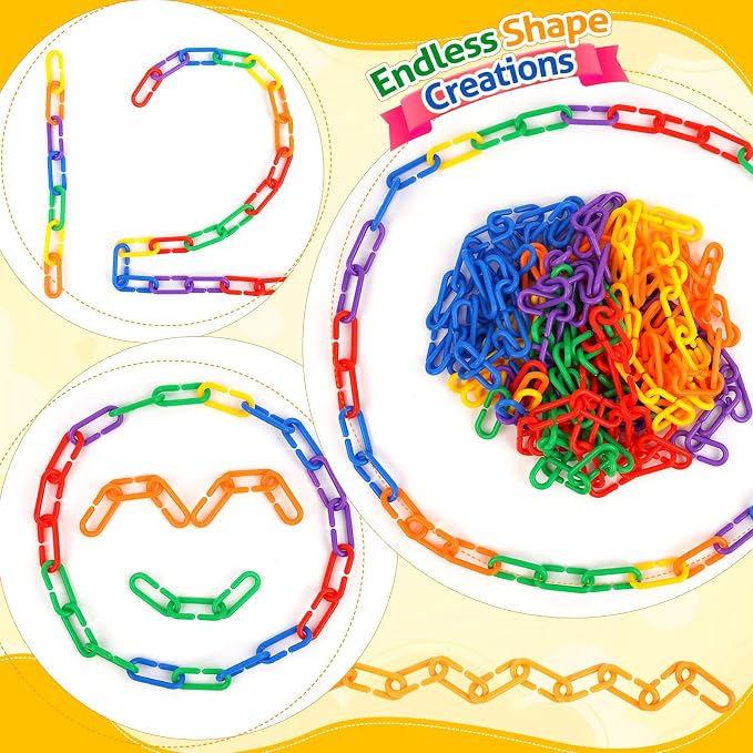 Fine Motor Skills Toys Plastic Chain Links Counting Games for Kids | Sensory Counting Toys Toddlers Math Manipulatives Math Games Preschool Kindergarten Classroom Must Haves Color Recognition