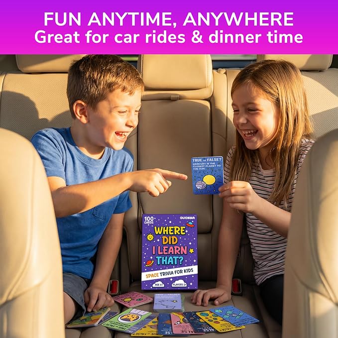 QUOKKA Trivia Games for Kids – Space Facts & Astronomy – Fun Card Game for Family Game Night – Educational Trivia Cards for Kids, Family and Adults – Travel Games Gift for Teenage Boys & Girls 4-8