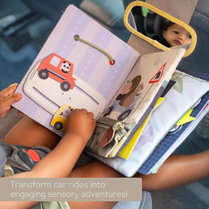 Taf Toys Car seat Toys Busy Book for Toddlers 1-3, Montessori Quiet Activity Books Travel Toy with 15 Activities - Montessori Toys Busy Board for baby - Boy Toys Girl Birthday Gift Travel activity car