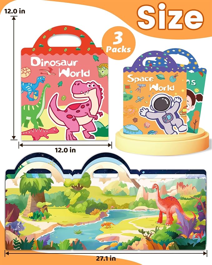 Walenced Reusable Sticker Book for Toddlers, Stickers for Kids, Toddler Toy | Toddler Craft Activities, Toddler Travel Toys, Boy Girl Birthday Gifts, Airplane Travel & Road Trip Essentials Kids