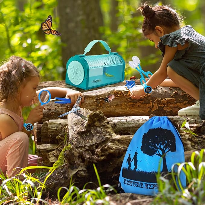 Bug Catcher Kit & Outdoor Explorer Kit for Kids, 10 Pcs Bug Catching Kit | with Toy Cage, Backpack, Flashlight, Outdoor Exploration Toys Gift for Boys Girls 3-12