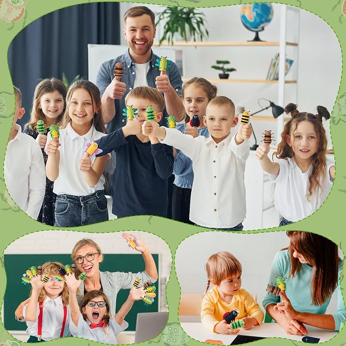 COcnny Insect Finger Puppets Craft - 21pcs DIY Bugs Felt Hand Puppet Toy Making Kit for Toddlers Kids Ages 3 4-8, Make Your Own Story Telling Role Playing, Spring Party Classroom School Art Supplies
