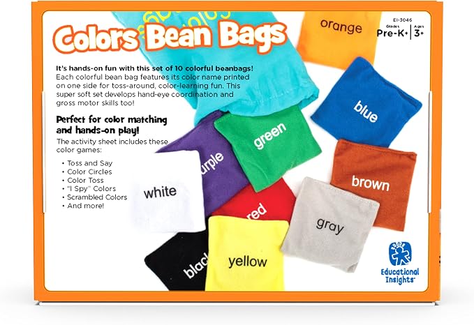 Educational Insights Colors Bean Bags - Color Sorting Toys for Toddlers, Manipulatives for Preschoolers Learning Colors, Toddler Learning Toys, Hands-On Preschool Classroom Activities, Ages 3+