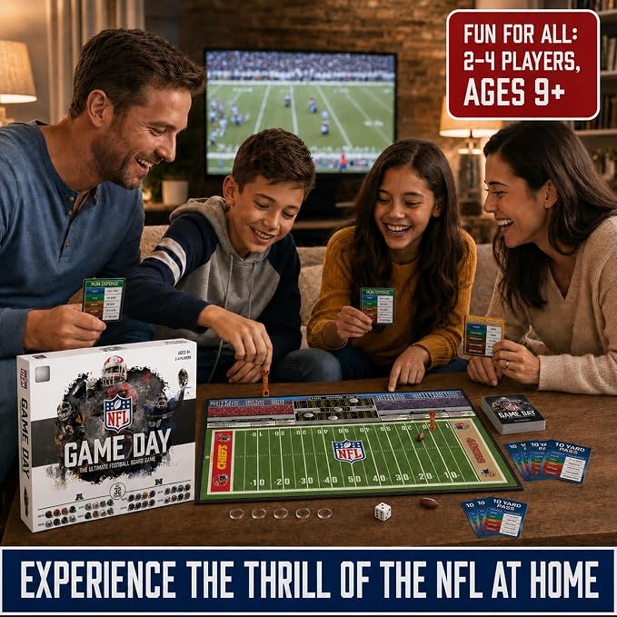 MasterPieces NFL Gameday Board Game | Football Strategy Game | for Ages 9+ | Official NFL board game with all 32 teams, football strategy play for ages 9+, family game night, parties & 2-4 players fun!!