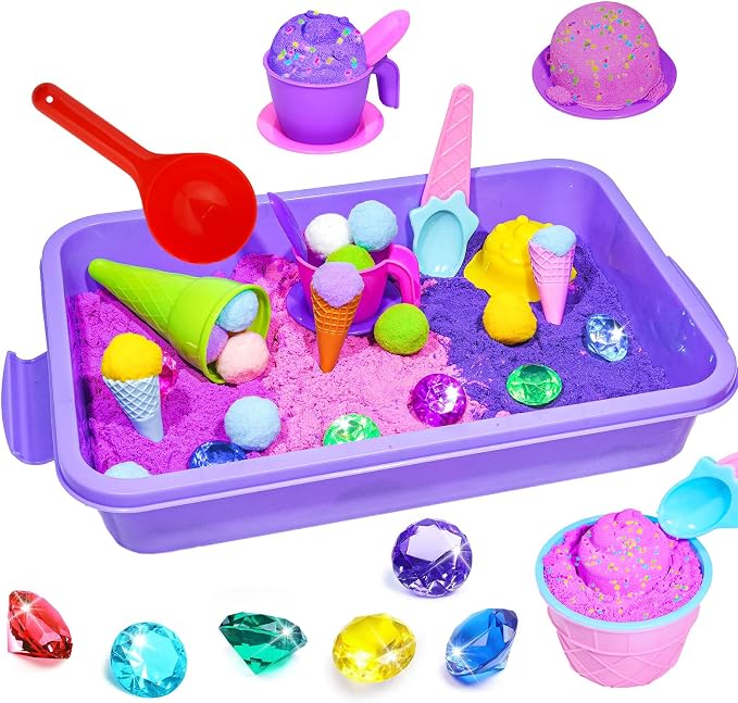 Bbiamsleep Ice Cream Sensory Bin, 61 Pcs Ice Cream Sensory Bin Fillers | Ice Cream Sensory Bin Items, Ice Cream Sensory Kit with with 11 Mould 9 Tools for Home Decor