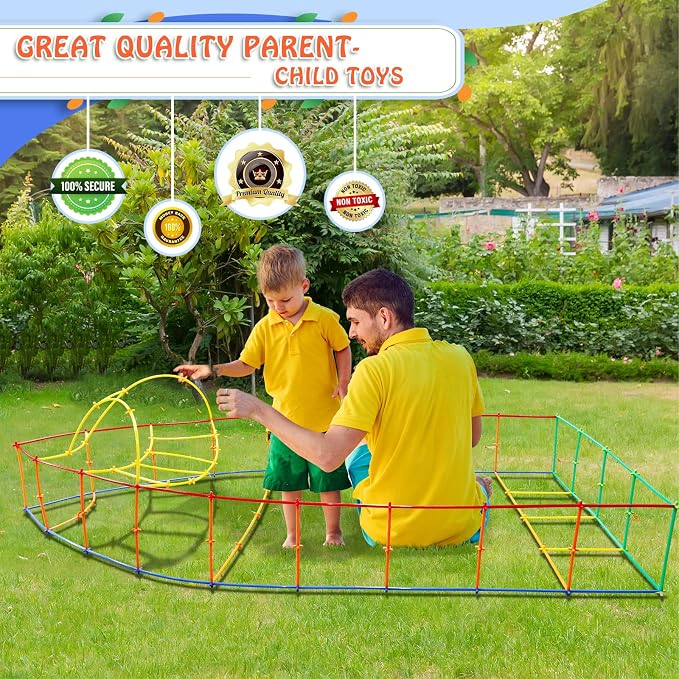 Ggiibro Creative Straw STEM Building Toys 450Pcs Aged for 3-5 5-7 Preschool Kids Constructor Toy Thin Tube Toy DIY Educational Interlocking Plastic Engineering Toys Kit for Boys and Girls