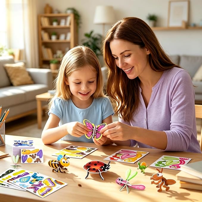 25 Pack 3D Insect Puzzles for Kids, Educational DIY Paper Craft Kit, Fun STEM Activity for Boys Girls, Classroom Prizes & Party Favor Gift