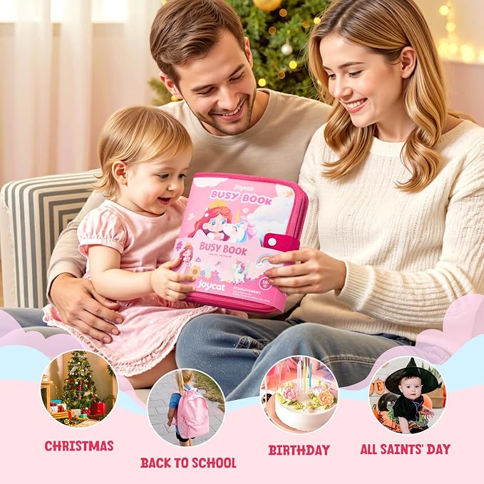 JoyCat Princess Busy Book for Toddlers 1-3, Dress Up Montessori Quiet Toy | Princess busy book with dress-up activities encourages fine motor skills, creativity and quiet travel play for toddlers.
