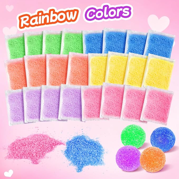 24 Packs Gift Bouncy Ball Kit with Cards for Kids Magic Bouncing Ball STEM Science Experiment Craft Party Favors School Classroom Gifts Exchange for Boys and Girls