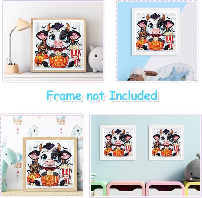Nardoll Halloween Diamond Art Kits - Arts and Crafts - Diamond Art Painting with Wooden Frame - GEM Art for Girls Boys Adults Beginners Home Wall Decor Gifts