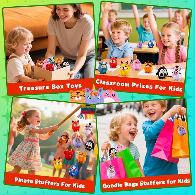 12PCS Animal Suction Popper Fidget Toys, Travel Toys for Airplane Car Activities, Silicone Sensory Toys, Birthday Party Favors for Kids, Pinata Stuffers for Kids, Preschool Classroom Prizes