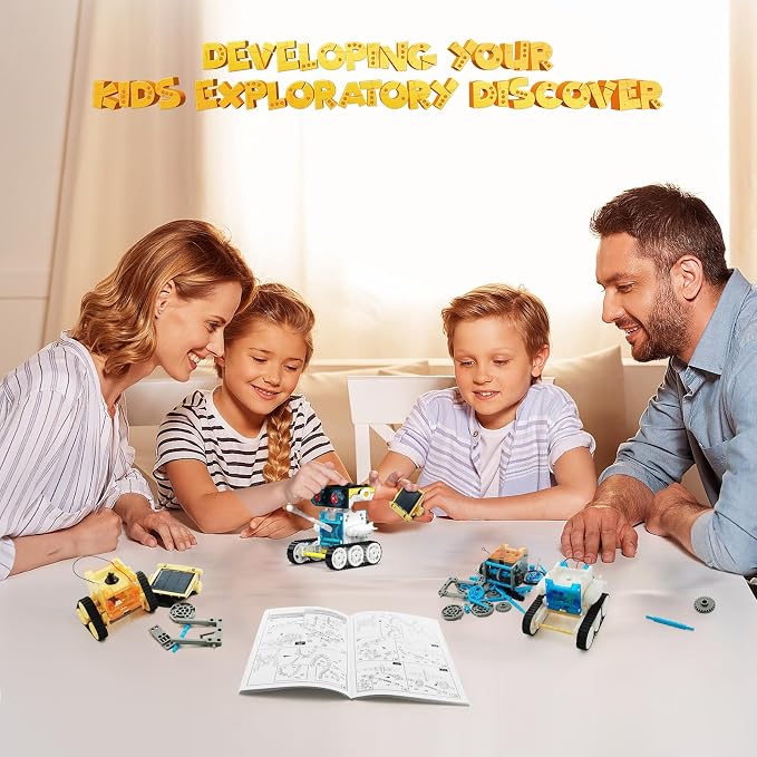 Wesfuner 30-in-1 STEM Solar Robot Kit Toys, 243 Pieces Educational Building Science Experiment Kit for Kids Aged 8-12, Birthday Gifts Kids Aged 8 9 10 11 12 13 Years Old(White)