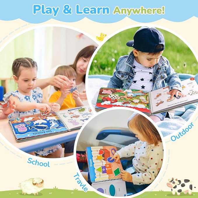 JoyCat Preschool Busy Book for Toddlers 3-5, Learning Activities, Educational Sensory Toys, Autism Learning Material, Back to School, Birthdays Presents for Boys Girls | 15 reusable themes with letters, numbers, colors and matching as autism learning m...